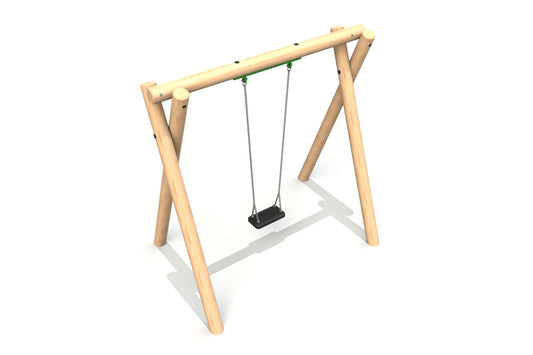 Single Commercial Swing Frame with flat seat – Radiata Pine round timber