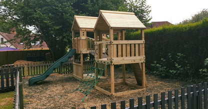 ACTIVE Longtown towers – 140x140cm- 1.5 and 1.2m platform height, with slide, 3 accessories, seating