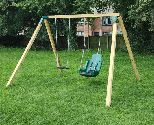 Active Wooden Swing Frame with special needs seat and rubber seat