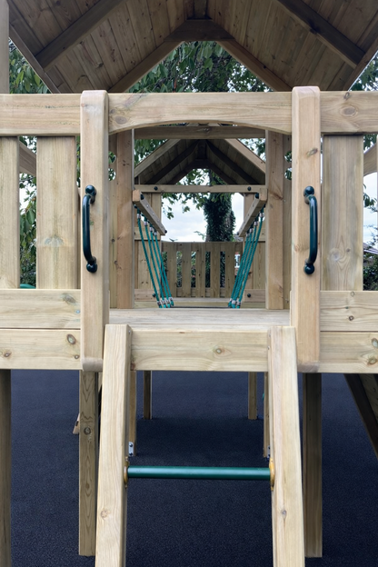 ACTIVE Woodland towers – 2x 1.5 height platforms, with slide, 4 accessories