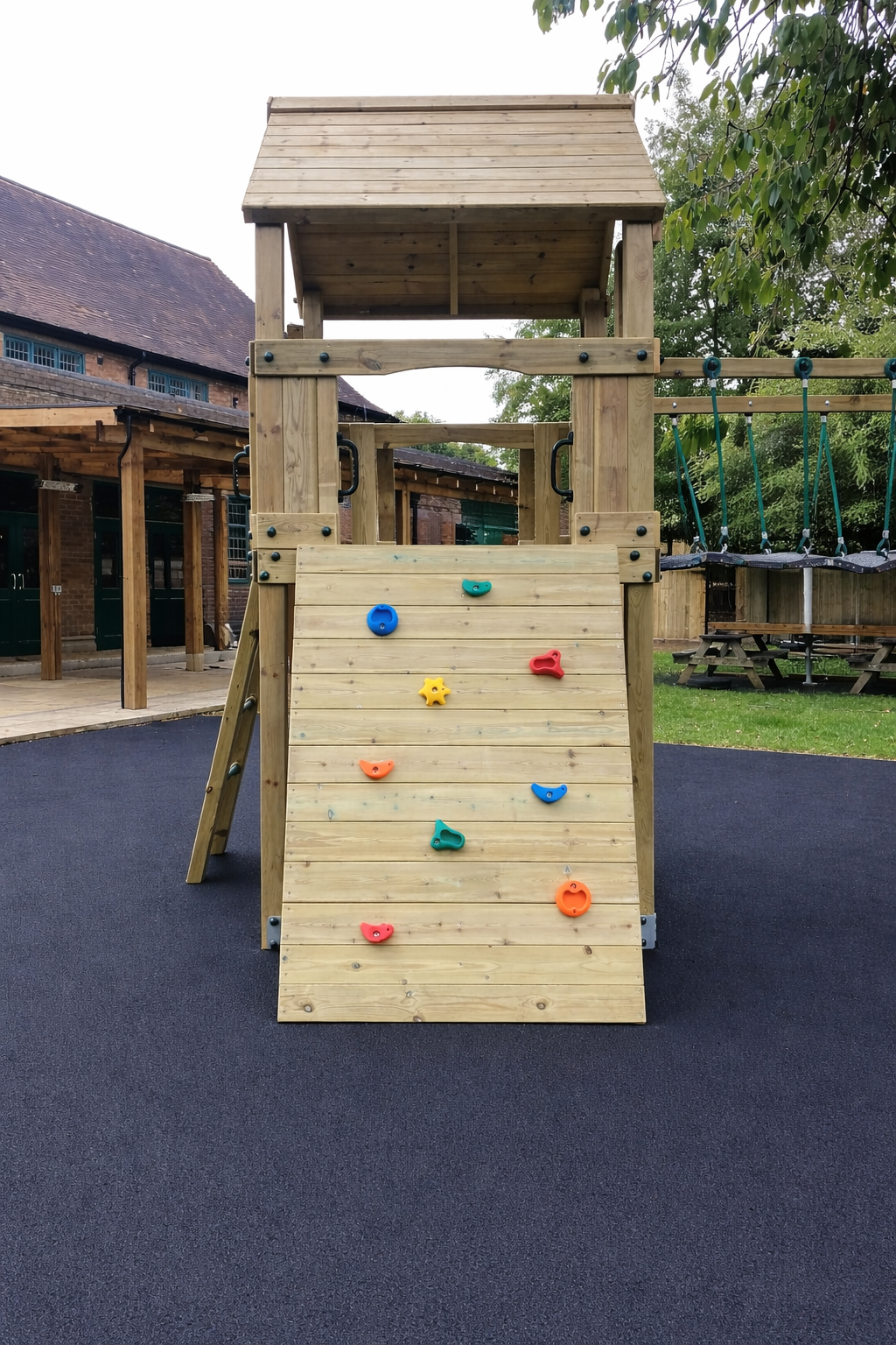 ACTIVE Woodland towers – 2x 1.5 height platforms, with slide, 4 accessories