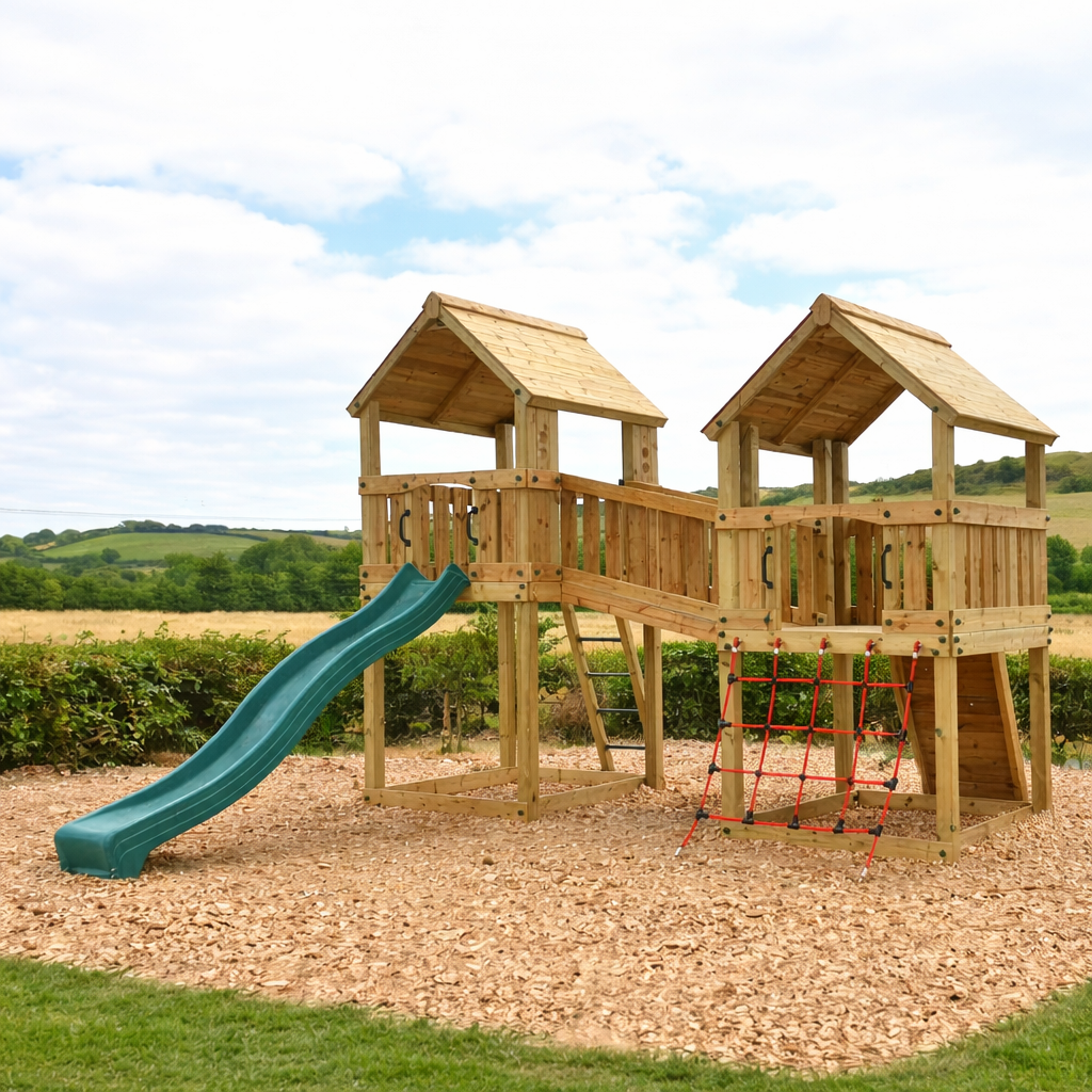 ACTIVE Hopton towers – 1.5 and 1.2m platform height, with slide, 3 accessories