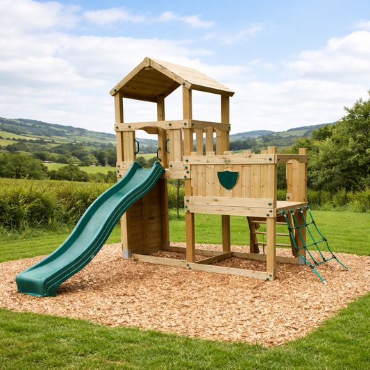 Wigmore Tower with slide, ladder, climbing walls, net