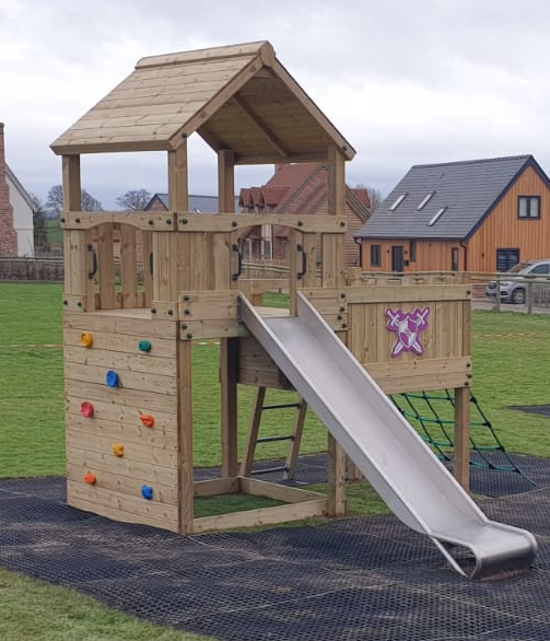 Wigmore Tower with slide, ladder, climbing walls, net