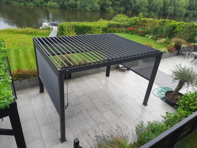 4m x 3m Rectangular Aluminium Louvered Pergola – Grey