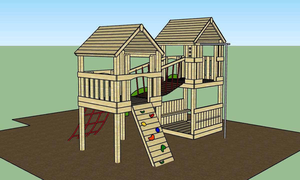ACTIVE Longtown towers – 140x140cm- 1.5 and 1.2m platform height, with slide, 3 accessories, seating
