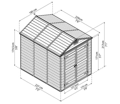 Palram Canopia 6 x 8 ft Skylight Anthracite Polycarbonate Shed