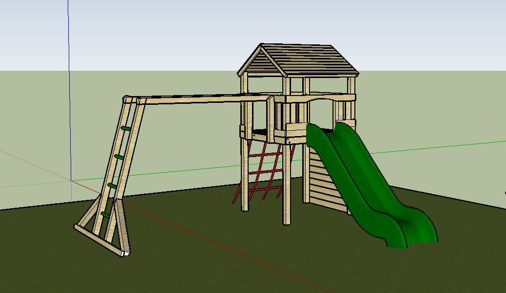 Goodrich Tower with slide, climbing wall, net and monkey bars