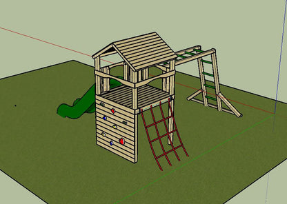 Goodrich Tower with slide, climbing wall, net and monkey bars