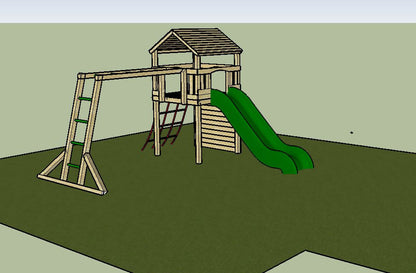 Goodrich Tower with slide, climbing wall, net and monkey bars