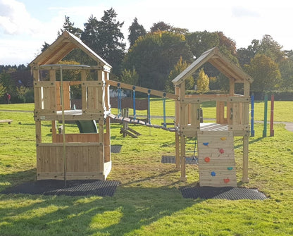 ACTIVE Longtown towers – 140x140cm- 1.5 and 1.2m platform height, with slide, 3 accessories, seating