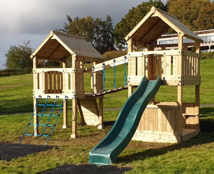 ACTIVE Longtown towers – 140x140cm- 1.5 and 1.2m platform height, with slide, 3 accessories, seating