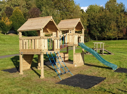 ACTIVE Longtown towers – 140x140cm- 1.5 and 1.2m platform height, with slide, 3 accessories, seating
