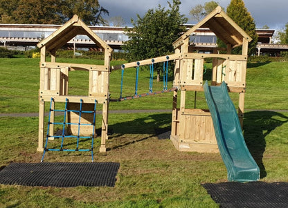 ACTIVE Longtown towers – 140x140cm- 1.5 and 1.2m platform height, with slide, 3 accessories, seating