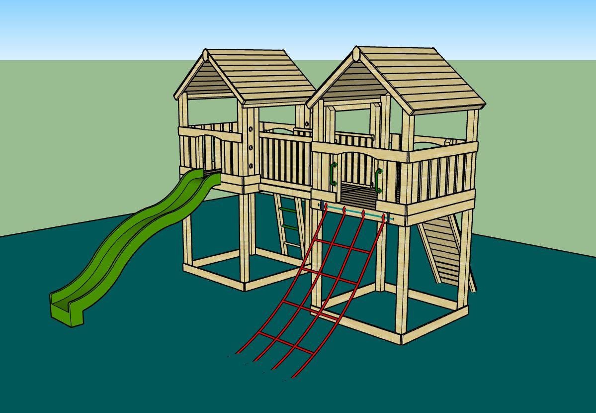 ACTIVE Hopton towers – 1.5 and 1.2m platform height, with slide, 3 accessories