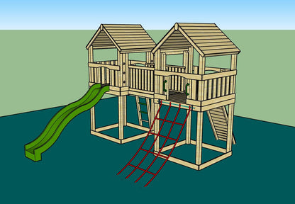 ACTIVE Hopton towers – 1.5 and 1.2m platform height, with slide, 3 accessories