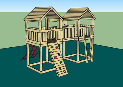 ACTIVE Hopton towers – 1.5 and 1.2m platform height, with slide, 3 accessories