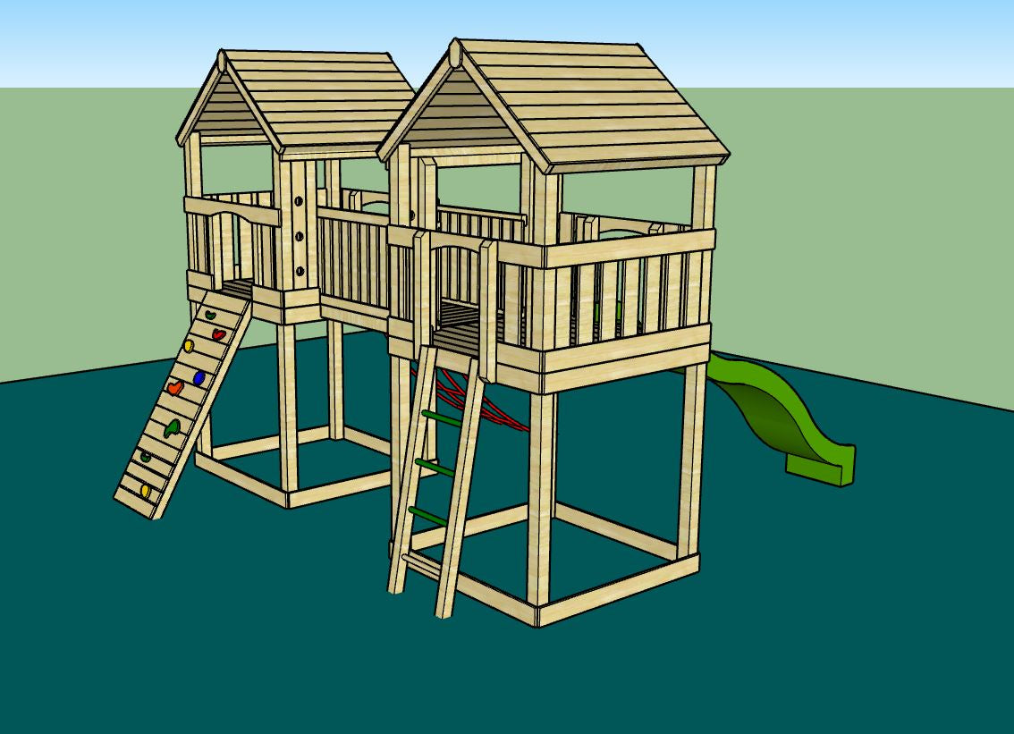 ACTIVE Hopton towers – 1.5 and 1.2m platform height, with slide, 3 accessories