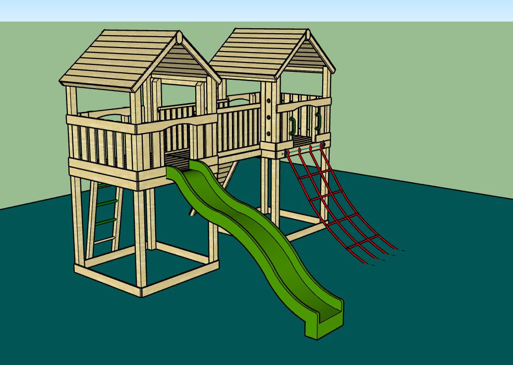 ACTIVE Hopton towers – 1.5 and 1.2m platform height, with slide, 3 accessories