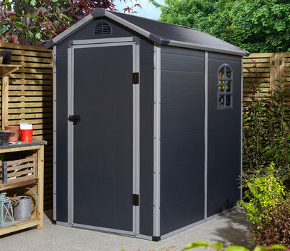 Rowlinson Airevale 4 x 6 ft Dark Grey Plastic Apex Shed